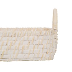 Plateau Blanc Bambou Rotin 45 x 34 x 13 cm (2 Unités)