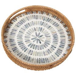 Tray Alexandra House Living Multicolour Rattan Mother of pearl Circular 33 x 35 x 33 cm