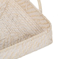 Plateau Blanc Bambou Rotin 45 x 34 x 13 cm (2 Unités)