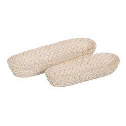 Tray White Bamboo Rattan 44 x 17 x 7 cm (2 Units)