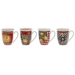 4 Piece Mug Set Home ESPRIT Yellow Red Modern Lemon 380 ml (4 Units)