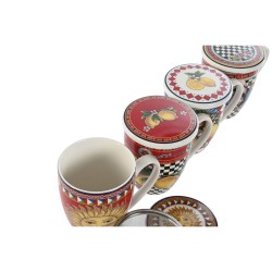 Ensemble de 4 mugs Home ESPRIT Jaune Rouge Moderne Citron 380 ml (4 Unités)