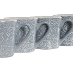 Ensemble de 4 mugs Home ESPRIT Bleu Grès 340 ml 13 x 9,5 x 9,2 cm Mandala