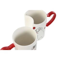 2 Piece Mug Set Home ESPRIT Love White Red Cats