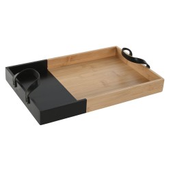 Bandeja de Aperitivos Home ESPRIT Negro Natural Moderno 42 x 27 x 4,5 cm