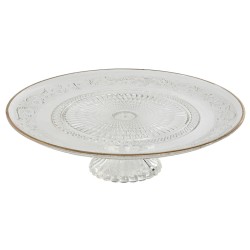 Assiette plate Home ESPRIT Transparent Doré Verre 33 x 33 x 9,4 cm