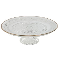 Assiette plate Home ESPRIT Transparent Doré Verre 29 x 29 x 9,2 cm