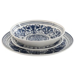 Assietes Home ESPRIT Bleu Blanc Porcelaine Arabe 27 x 27 x 2 cm 18 Pièces