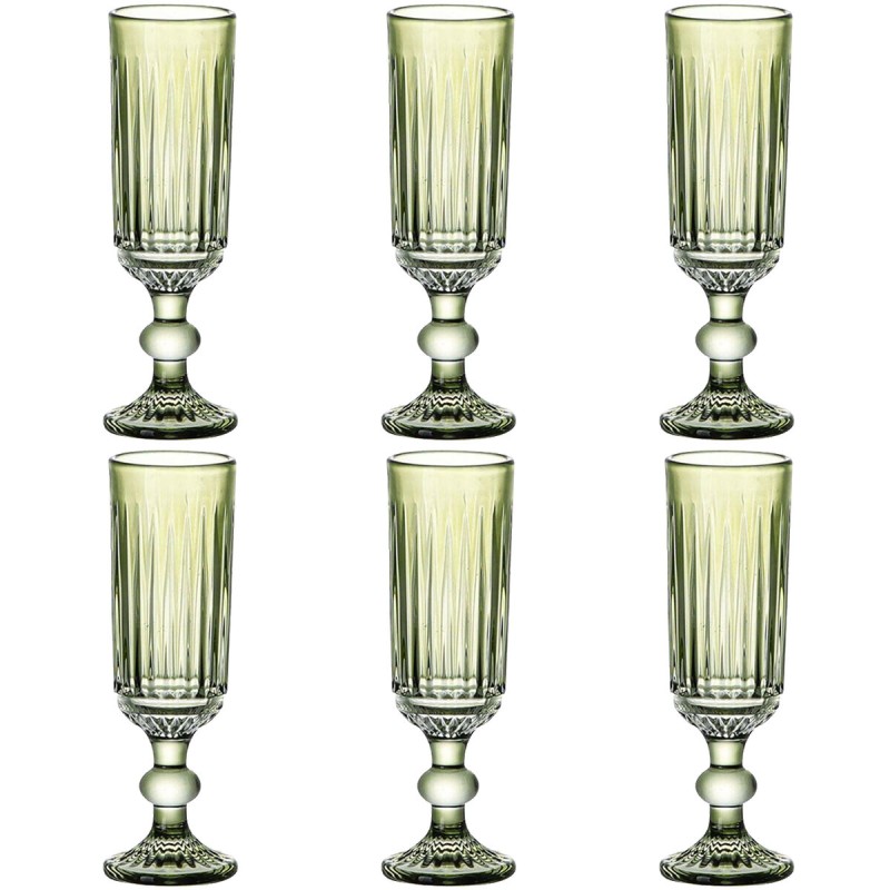 Set de Copas Home ESPRIT Verde Cristal 6 x 6 x 18,4 cm (6 Unidades)