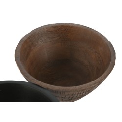 Bol para Aperitivos Home ESPRIT Marrón Negro Marrón claro Madera de mango Colonial 15 x 15 x 8 cm (3 Unidades)