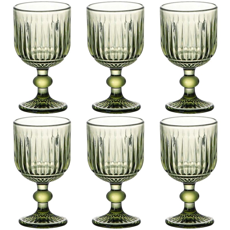 Set of cups Home ESPRIT Green Crystal 8 x 8 x 14,5 cm (6 Units)