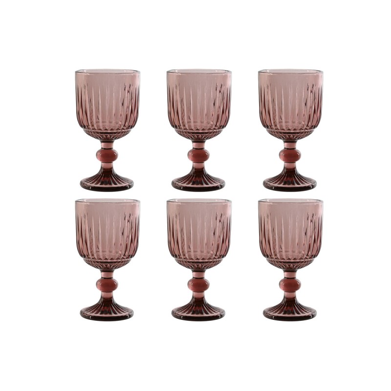 Set de Copas Home ESPRIT Rosa Cristal 8 x 8 x 14,5 cm (6 Unidades)