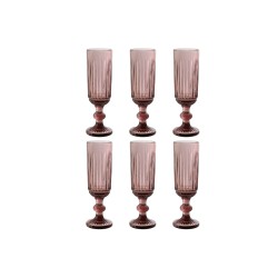 Set de Copas Home ESPRIT Rosa Cristal 6 x 6 x 18,4 cm (6 Unidades)