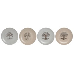 Assiette plate Home ESPRIT Blanc Beige Grès Traditionnel 20 x 20 x 2,5 cm