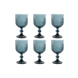 Set de Copas Home ESPRIT Azul Cristal 8,8 x 8,8 x 16,3 cm (6 Unidades)