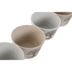 Bowl Home ESPRIT White Beige Stoneware 570 ml 13 x 13 x 8 cm (4 Units)