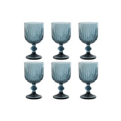 Set de Copas Home ESPRIT Azul Cristal 8 x 8 x 14,5 cm (6 Unidades)