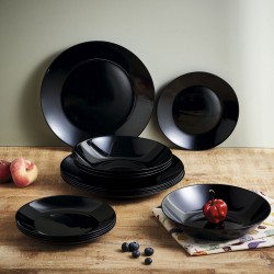 Assiette plate Luminarc Zelie Negro Noir verre Ø 25 cm (12 Unités)