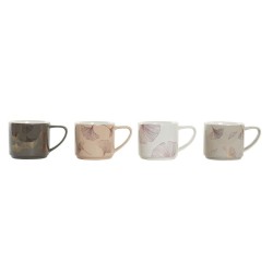 Ensemble de 4 mugs DKD Home Decor Blanc Beige Gris Rose Métal 330 ml 13 x 9 x 8 cm