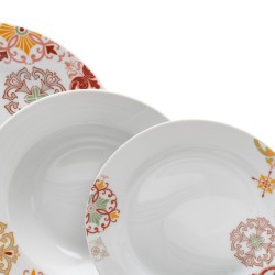 Assiettes Bordeaux Moutarde Porcelaine 1 cm 37 x 23 x 30 cm 18 Pièces