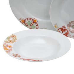 Vajilla Burdeos Mostaza Porcelana 1 cm 37 x 23 x 30 cm 18 Piezas