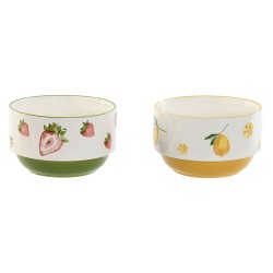 Bol Home ESPRIT Jaune Rouge Vert Porcelaine Moderne 600 ml 15,3 X 15,3 X 9 cm (2 Unités)