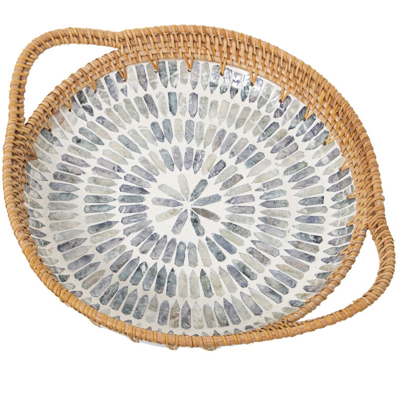 Tray Alexandra House Living Multicolour Rattan Mother of pearl Circular 40 x 5 x 33 cm