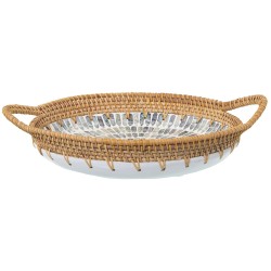 Tray Alexandra House Living Multicolour Rattan Mother of pearl Circular 40 x 5 x 33 cm