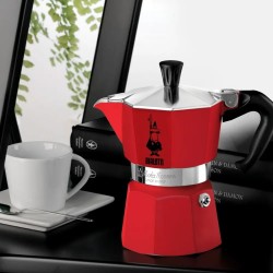 Cafetera Italiana Bialetti Winter Wonderland Rojo Plateado Aluminio 3 Tazas