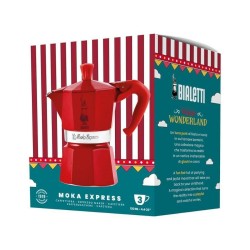 Cafetera Italiana Bialetti Winter Wonderland Rojo Plateado Aluminio 3 Tazas