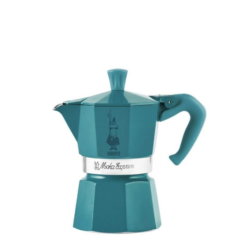 Cafetière Italienne Bialetti Moka Express Winter Wonderland Turquoise Argenté Aluminium 3 Tasses