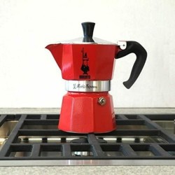 Cafetera Italiana Bialetti Moka Rojo Aluminio 3 Tazas