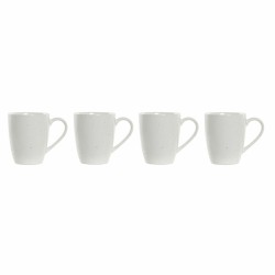 4 Piece Mug Set DKD Home Decor White Natural Rubber wood Stoneware 300 ml 19 x 13 x 31 cm