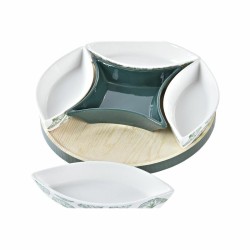 Appetizer Set DKD Home Decor Wood 22 x 22 x 1 cm Sheets Green Stoneware