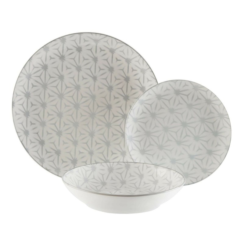 Assiettes Versa Rombo Trico Gris Porcelaine 18 Pièces