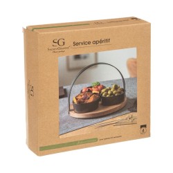 Set de Aperitivo Secret de Gourmet Negro Gres 4 Piezas (Ø 21 cm)