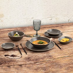 Assiette plate Bidasoa Gio Irrégulier Gris Céramique 26,5 cm (4 Unités)