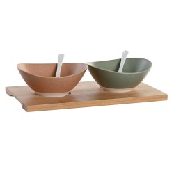 Appetizer Set DKD Home Decor 29 x 15,5 x 1,5 cm Porcelain Multicolour Bamboo Scandinavian