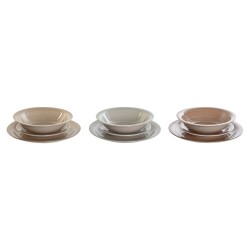 Assiettes DKD Home Decor Marron Gris Grès 26,5 x 26,5 x 3 cm 18 Pièces