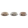 Assiettes DKD Home Decor Marron Gris Grès 26,5 x 26,5 x 3 cm 18 Pièces