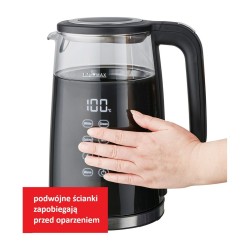 Hervidor Feel Maestro MR-049 Negro Transparente Cristal Vidrio de Borosilicato 2200 W 1,7 L