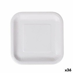 Set de Platos Algon Desechables Blanco Cartón Cuadrado 20 cm (36 Unidades)