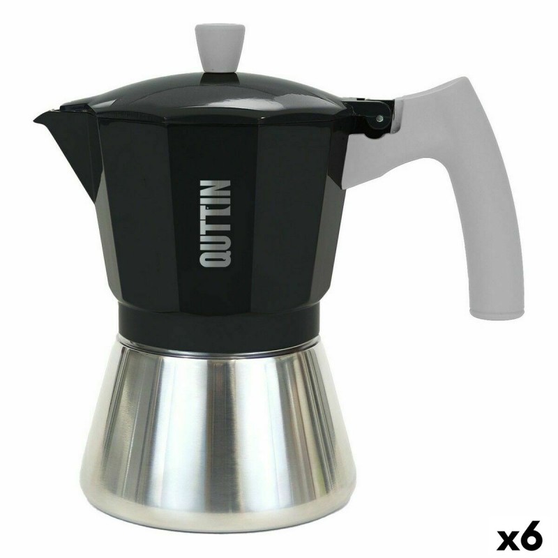 Cafetera Italiana Quttin Aluminio Acero 9 Tazas 450 ml (6 Unidades)