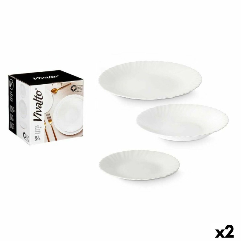 Dinnerware Set White Glass (2 Units) 18 Pieces