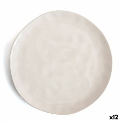 Flat Plate Bidasoa Cosmos White Ceramic 26 cm (12 Units)