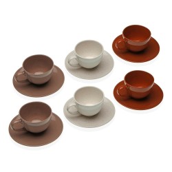 Jeu de 6 tasses avec plat Versa Romane Grès