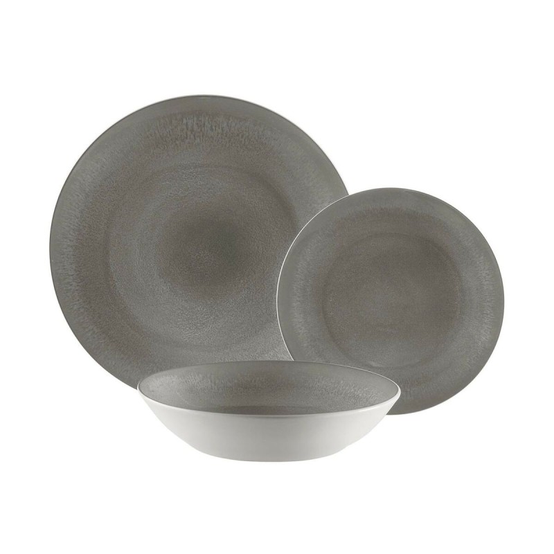 Assiettes Versa Pia Gris Porcelaine 18 Pièces