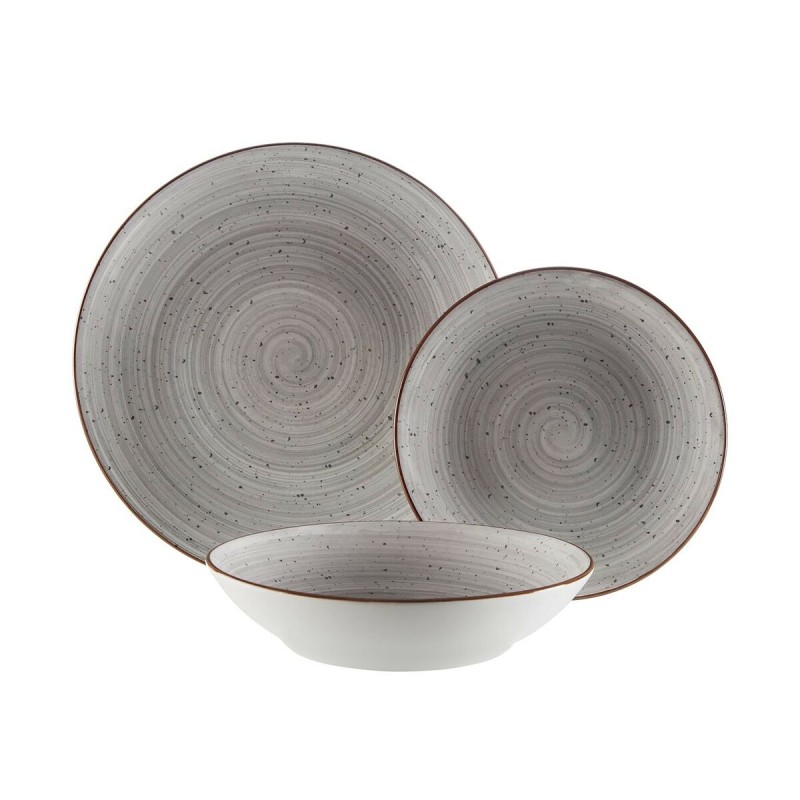 Assiettes Versa Alba Gris Porcelaine 18 Pièces