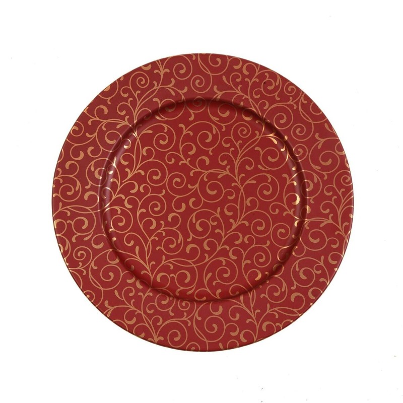 Bajo Plato Versa Serpentine Rojo Metal 33 x 1,5 x 33 cm